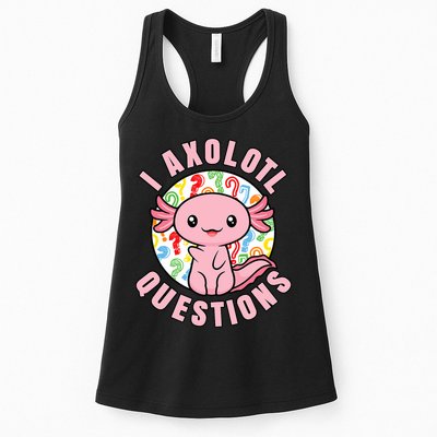 I Axolotl Questions Funny P.ink Axolotl Kawaii Womens Tank Top