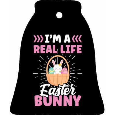 I'm A Real Life Easter Bunny Egg Happy Sayings Ceramic Bell Ornament