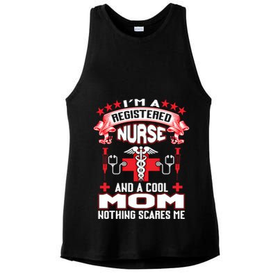 Im A Registered Nurse And A Mom Nothing Scares Me Nurse Mom Gift Ladies PosiCharge Tri-Blend Wicking Tank