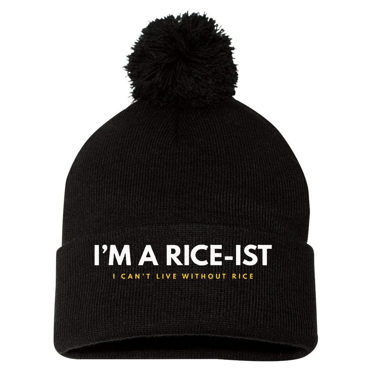 IM A Rice Ist Rice Funny Filipino Pom Pom 12in Knit Beanie