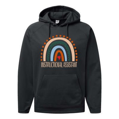 Instructional Assistant Rainbow Appreciation Back To School Performance Fleece Hoodie