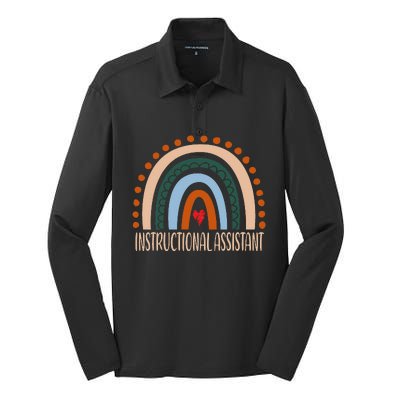 Instructional Assistant Rainbow Appreciation Back To School Silk Touch Performance Long Sleeve Polo