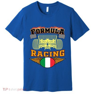Italian Auto Race Italy Flag Formula Racing Car Blueprint Cute Gift Premium T-Shirt