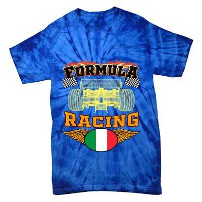 Italian Auto Race Italy Flag Formula Racing Car Blueprint Cute Gift Tie-Dye T-Shirt