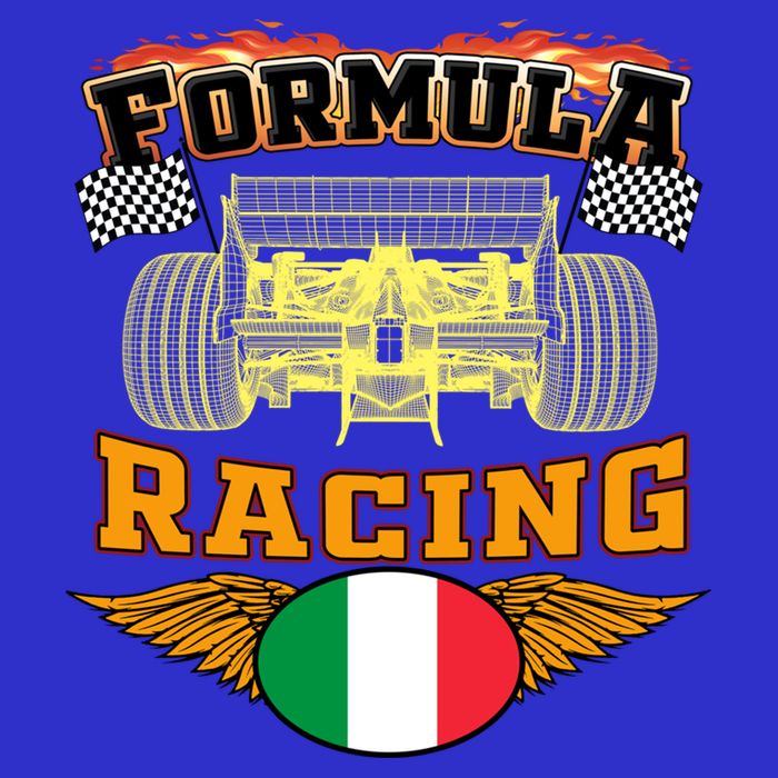 Italian Auto Race Italy Flag Formula Racing Car Blueprint Cute Gift Kids T-Shirt