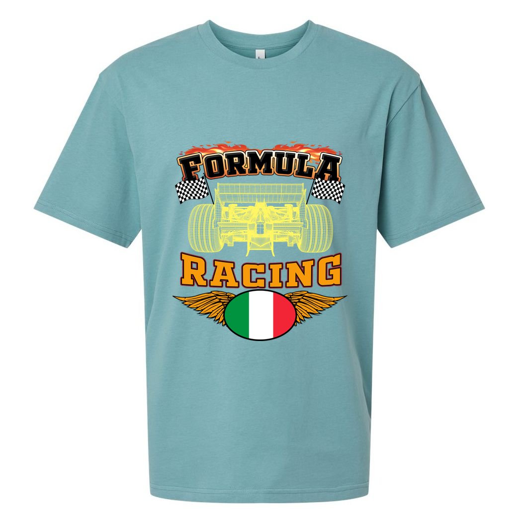 Italian Auto Race Italy Flag Formula Racing Car Blueprint Cute Gift Sueded Cloud Jersey T-Shirt