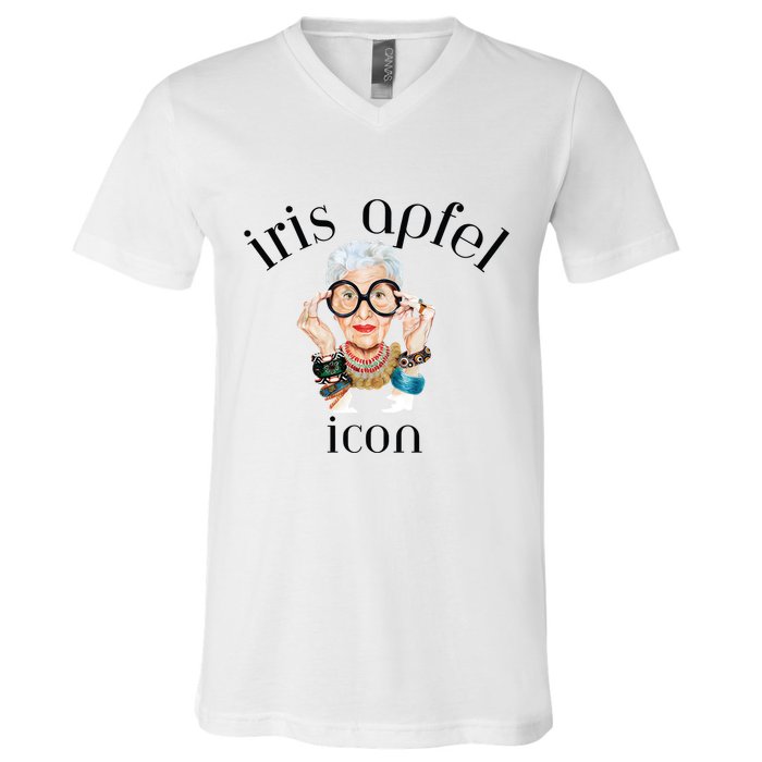 Iris Apfel Remembrance Of Iris Apfel V-Neck T-Shirt
