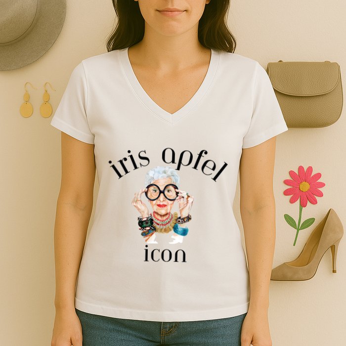 Iris Apfel Remembrance Of Iris Apfel Women's V-Neck T-Shirt