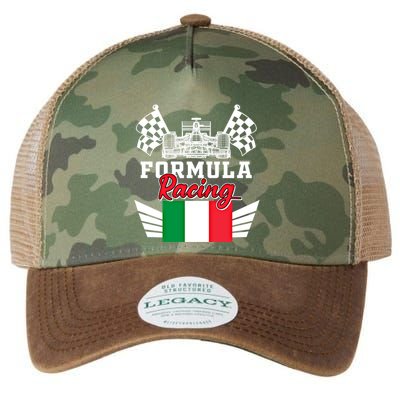 Italian Auto Race Italy Flag Formula Racing Car Blueprint Meaningful Gift Legacy Tie Dye Trucker Hat