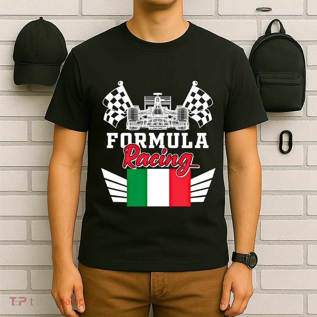 Italian Auto Race Italy Flag Formula Racing Car Blueprint Meaningful Gift T-Shirt