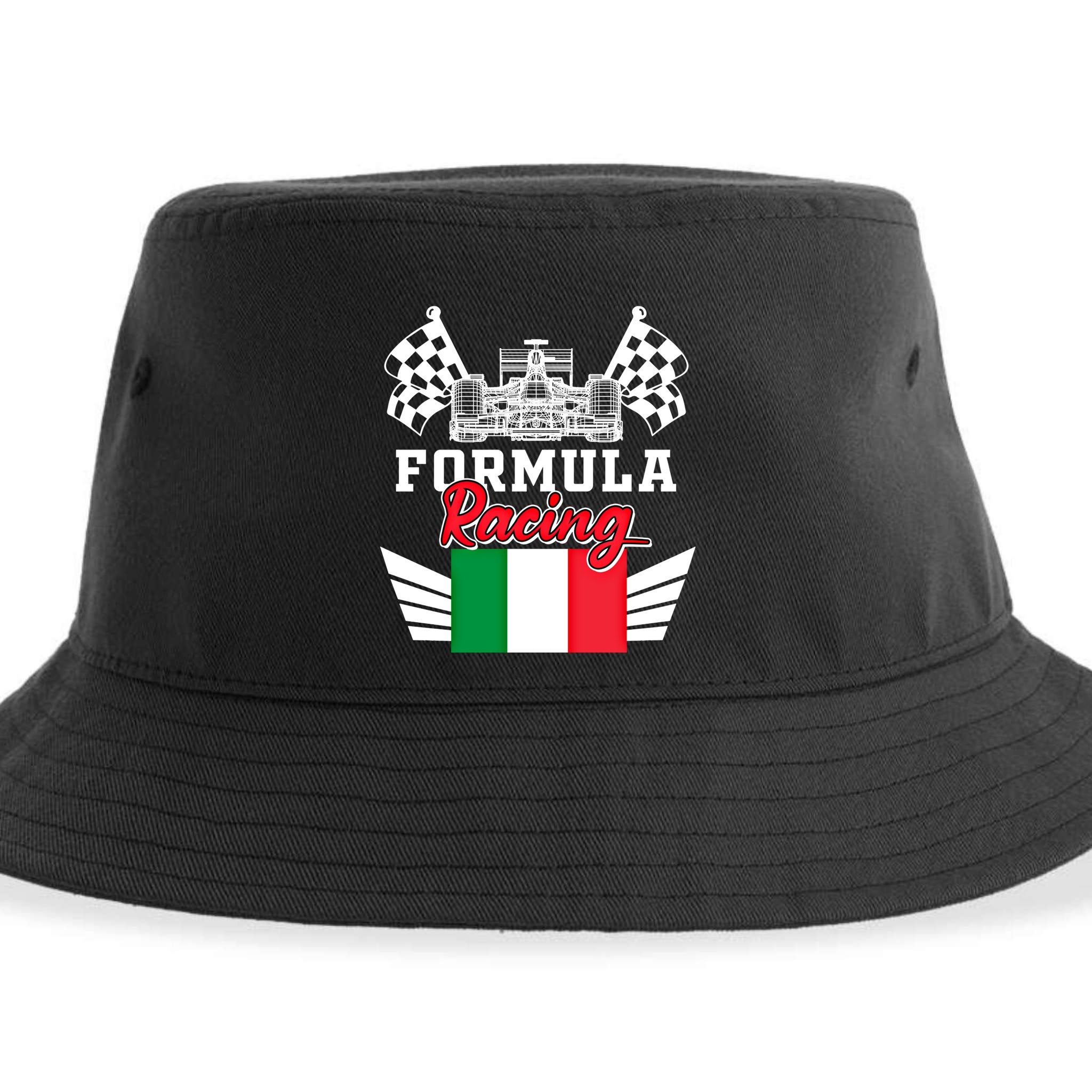 Italian Auto Race Italy Flag Formula Racing Car Blueprint Meaningful Gift Sustainable Bucket Hat