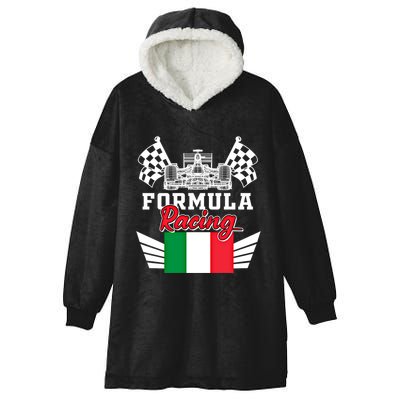 Italian Auto Race Italy Flag Formula Racing Car Blueprint Meaningful Gift Hooded Wearable Blanket