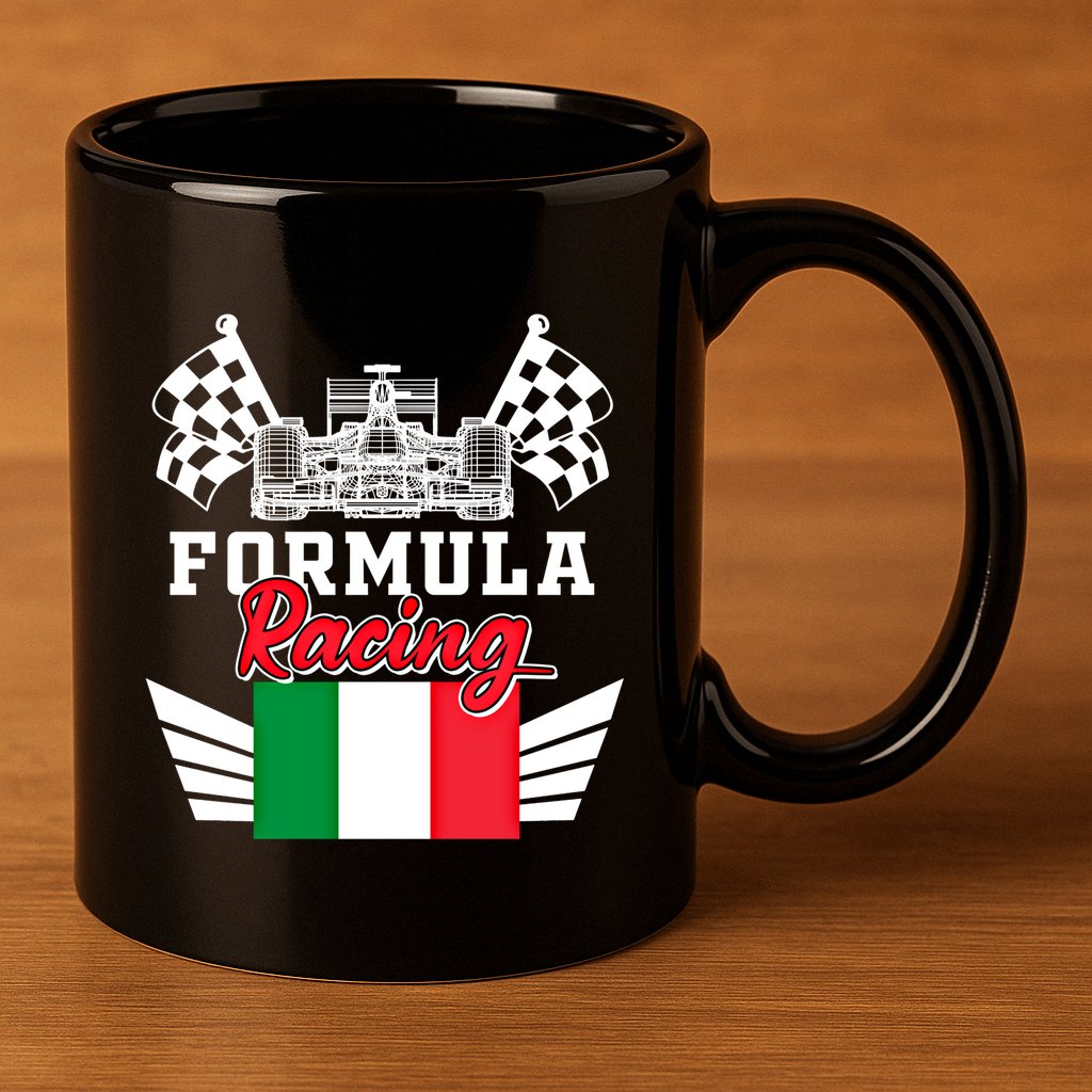 Italian Auto Race Italy Flag Formula Racing Car Blueprint Meaningful Gift 11oz C Handle Ceramic Mug