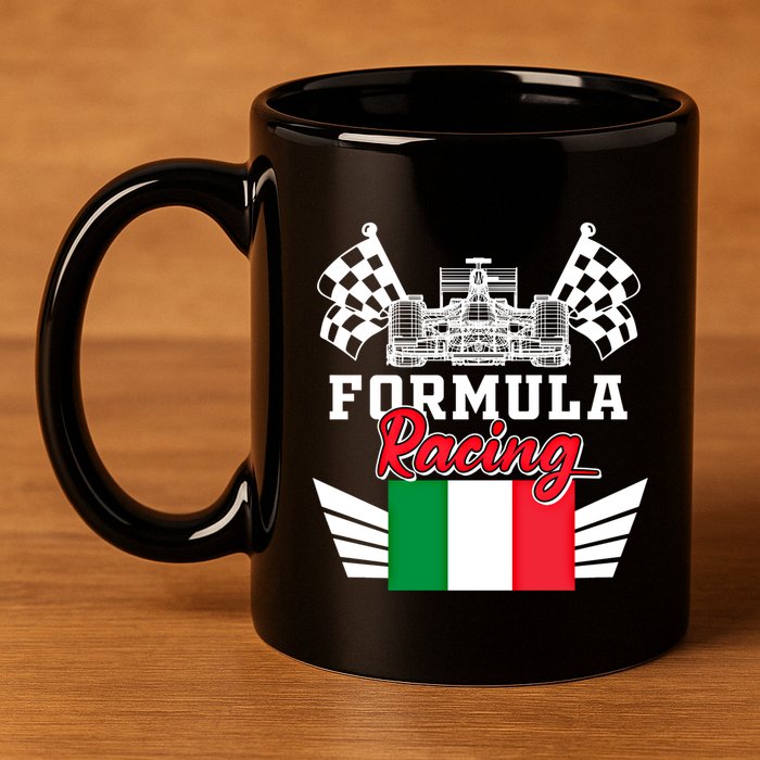 Italian Auto Race Italy Flag Formula Racing Car Blueprint Meaningful Gift 11oz C Handle Ceramic Mug