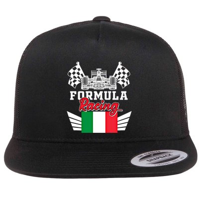 Italian Auto Race Italy Flag Formula Racing Car Blueprint Meaningful Gift Flatbill Hat