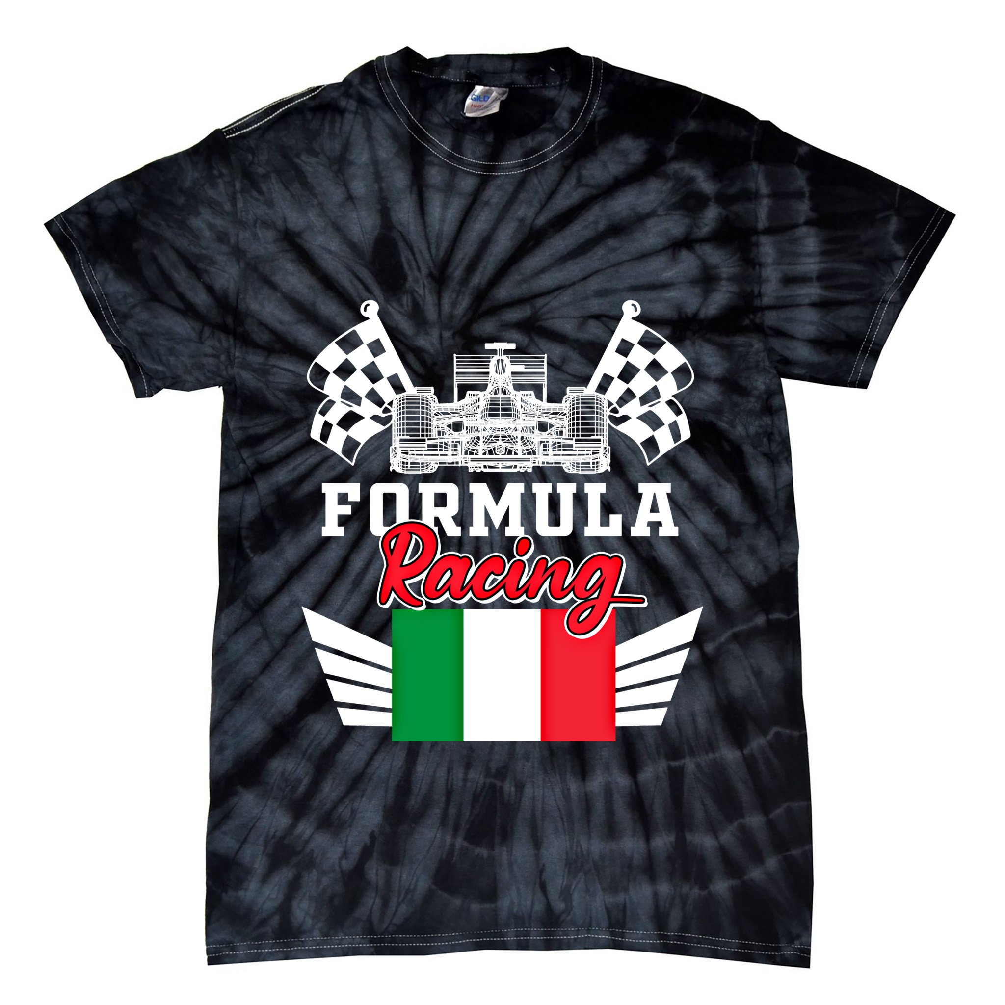 Italian Auto Race Italy Flag Formula Racing Car Blueprint Meaningful Gift Tie-Dye T-Shirt