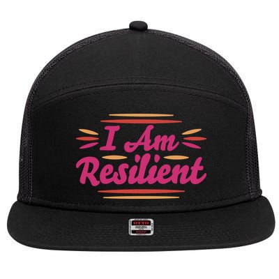 I Am Resilient Quote 7 Panel Mesh Trucker Snapback Hat