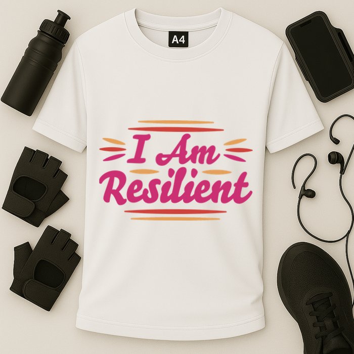 I Am Resilient Quote Cooling Performance Crew T-Shirt