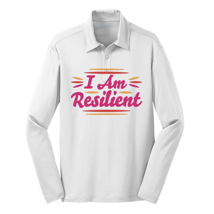 I Am Resilient Quote Silk Touch Performance Long Sleeve Polo