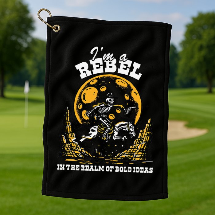I’M A Rebel In The Realm Of Bold Ideas Funny Design Golf Towel