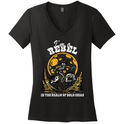 I’M A Rebel In The Realm Of Bold Ideas Funny Design Women's V-Neck T-Shirt