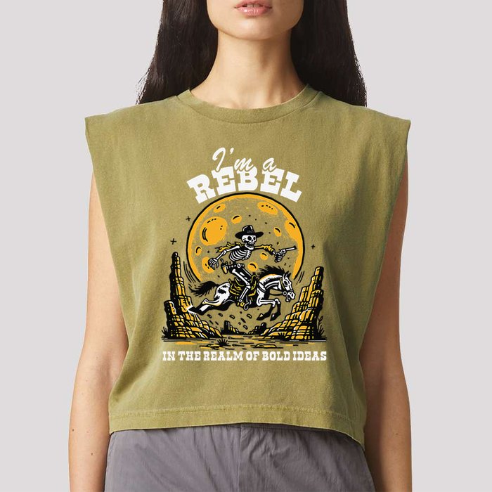 I’M A Rebel In The Realm Of Bold Ideas Funny Design Garment-Dyed Women's Muscle Tee