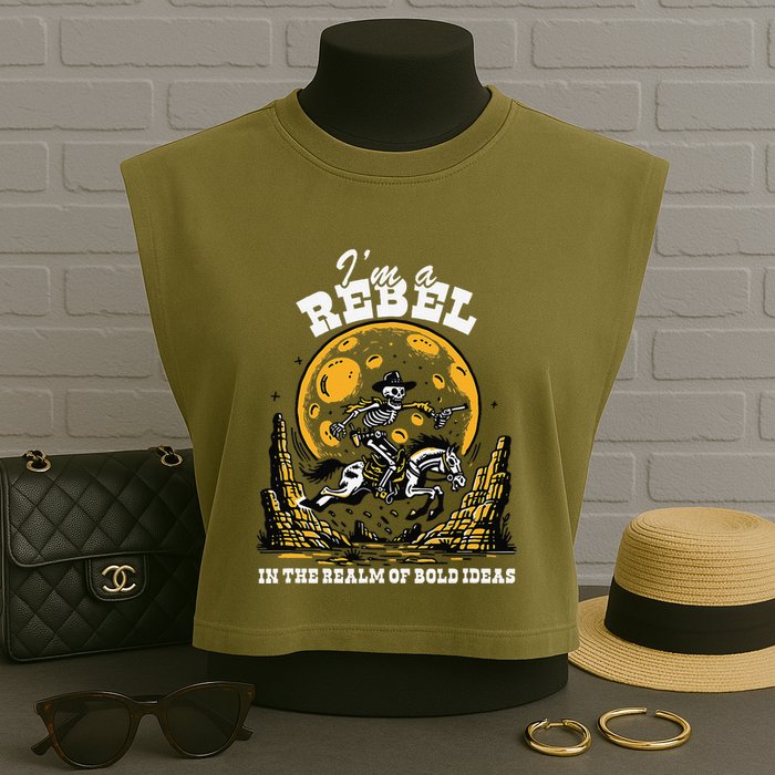 I’M A Rebel In The Realm Of Bold Ideas Funny Design Garment-Dyed Women's Muscle Tee