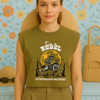 I’M A Rebel In The Realm Of Bold Ideas Funny Design Garment-Dyed Women's Muscle Tee