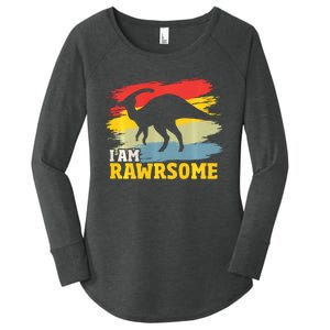 I Am Rawrsome Dino Parasaurolophus Dinosaur Sweat Women's Perfect Tri Tunic Long Sleeve Shirt