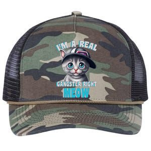 I'm A Real Gangster Right Meow Cute Kitten Retro Rope Trucker Hat Cap