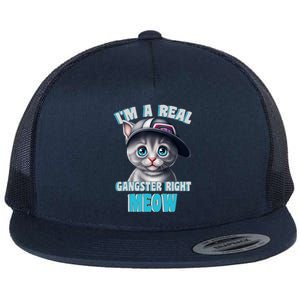 I'm A Real Gangster Right Meow Cute Kitten Flat Bill Trucker Hat