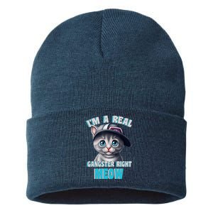 I'm A Real Gangster Right Meow Cute Kitten Sustainable Knit Beanie