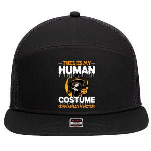 I Am Really A Witch Halloween 7 Panel Mesh Trucker Snapback Hat