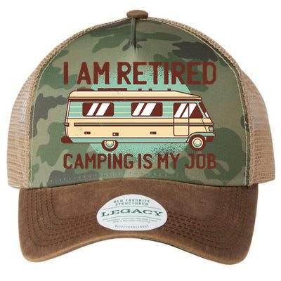 I Am Retired Camping Is My Job Legacy Tie Dye Trucker Hat