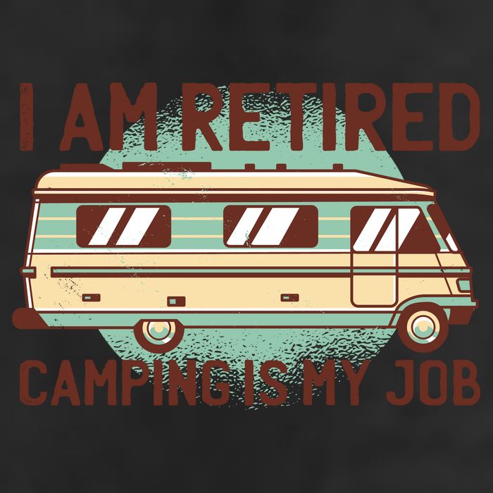 I Am Retired Camping Is My Job 7 Panel Mesh Trucker Snapback Hat