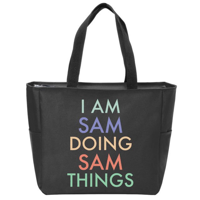 I Am Sam. Doing Sam Things. Fun Celebration Zip Tote Bag