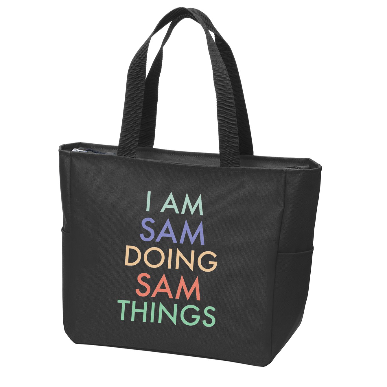 I Am Sam. Doing Sam Things. Fun Celebration Zip Tote Bag