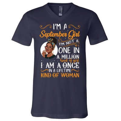 Im A September Girl Black Virgo Libra Birthday V-Neck T-Shirt