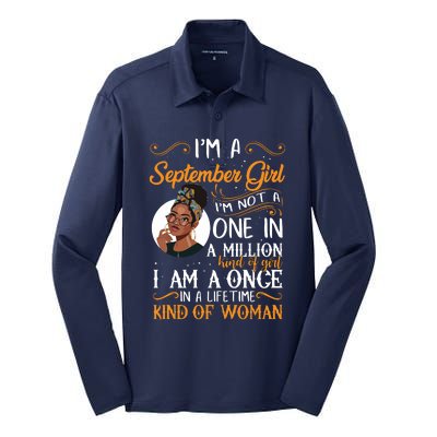 Im A September Girl Black Virgo Libra Birthday Silk Touch Performance Long Sleeve Polo