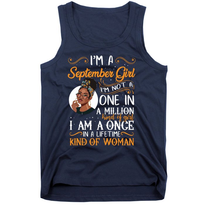 Im A September Girl Black Virgo Libra Birthday Tank Top