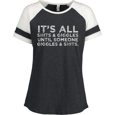 Its All Shits And Giggles Funny Adult Humor Friend Enza Ladies Jersey Colorblock Tee