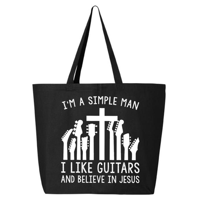 Im A Simple Man I Like Guitars And Believe In Jesus 25L Jumbo Tote