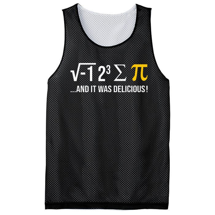 I Ate Some Pie And It Was Delicious Funny Pi Day Math Pun Mesh Reversible Basketball Jersey Tank