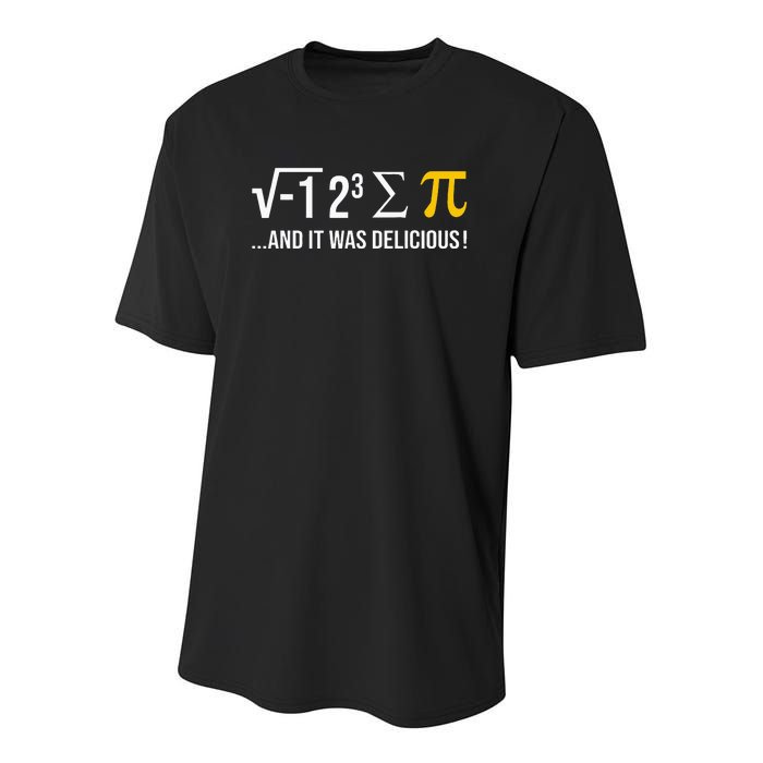 I Ate Some Pie And It Was Delicious Funny Pi Day Math Pun Youth Performance Sprint T-Shirt