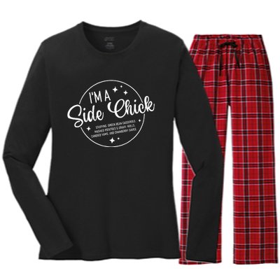 Im A Side Chick Thanksgiving Day Funny Turkey Leg Autumn Women's Long Sleeve Flannel Pajama Set 