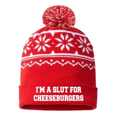 I'm A Slut For Cheeseburgers Funny Sarcastic Adult Humor USA-Made Snowflake Beanie