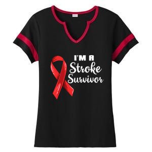 Im A Stroke Survivor Stroke Awareness Ladies Halftime Notch Neck Tee