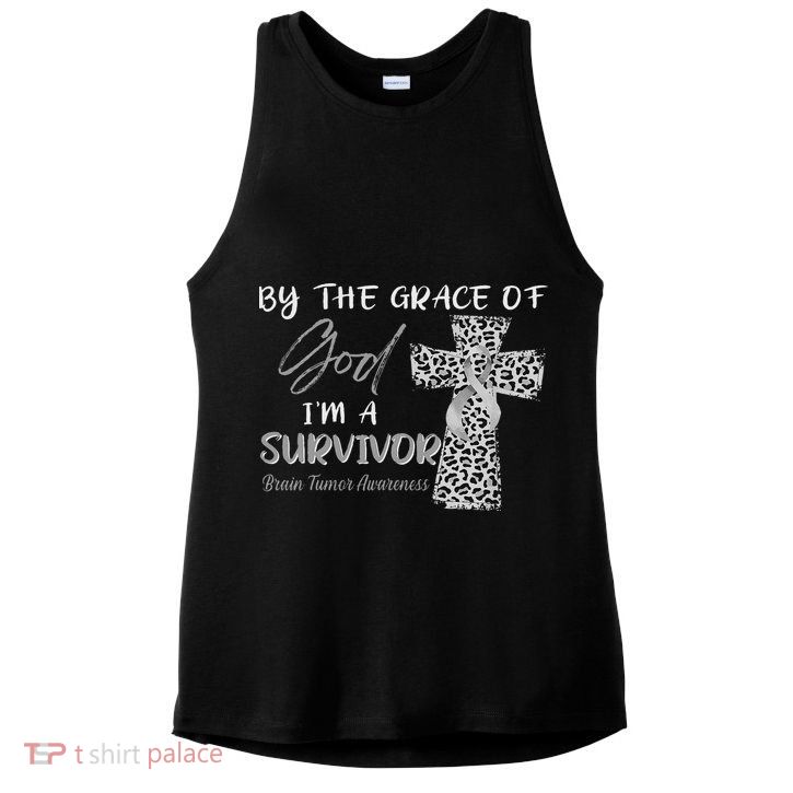 I'm A Survivor Brain Tumor Awareness Grey Ribbon Ladies PosiCharge Tri-Blend Wicking Tank