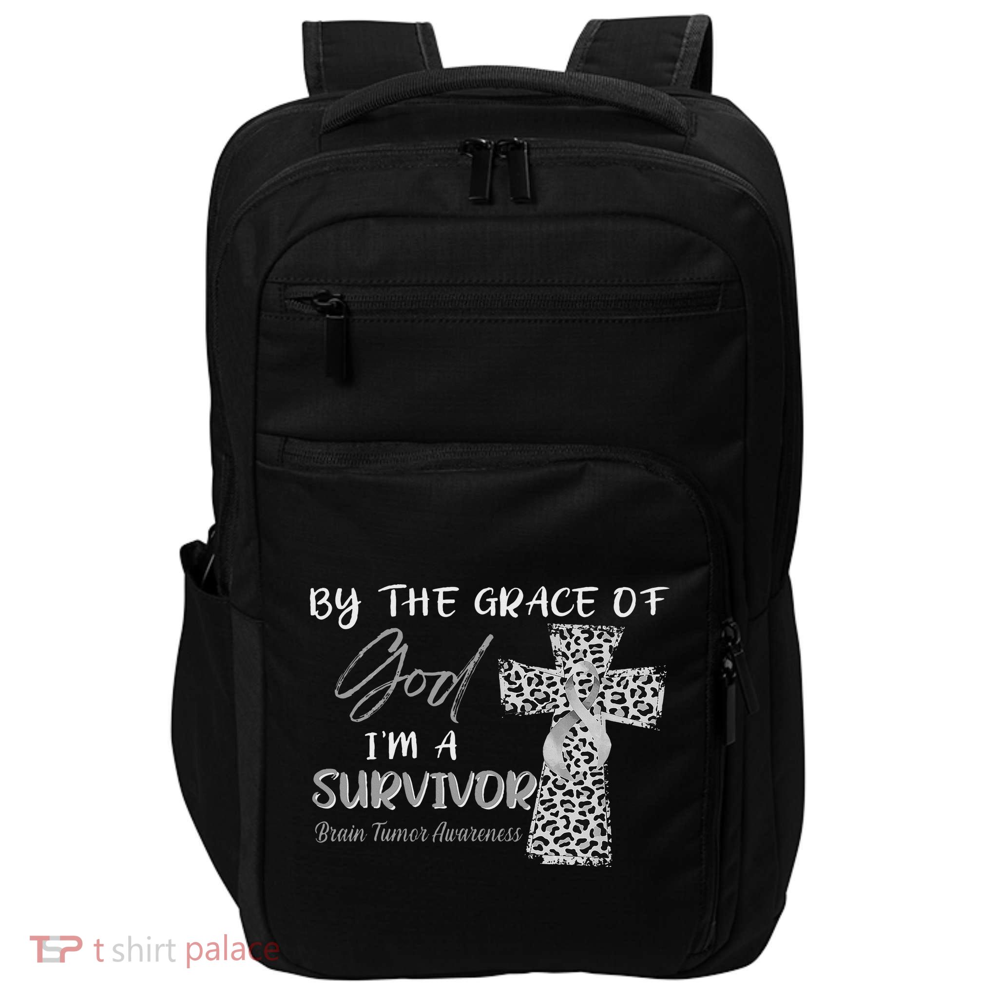 I'm A Survivor Brain Tumor Awareness Grey Ribbon Impact Tech Backpack
