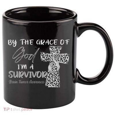 I'm A Survivor Brain Tumor Awareness Grey Ribbon 11oz C Handle Ceramic Mug